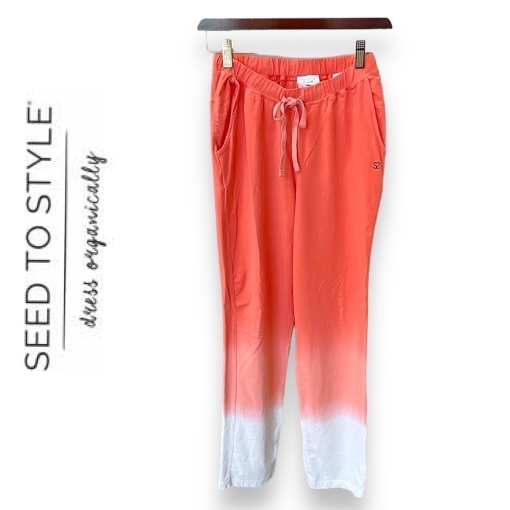 Seed to Style Organic cotton ombre lounge pants, straight leg, orange, size XXS
